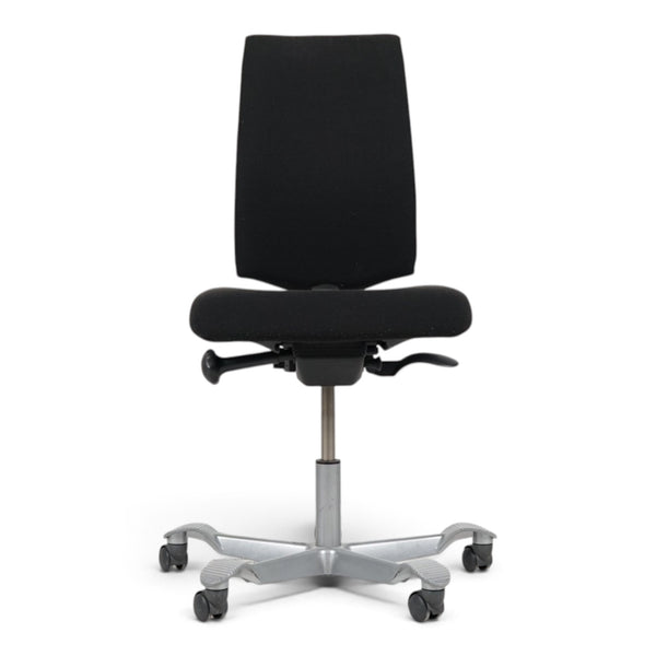Refurnish by Loopr ergonomic black fabric office chair by HÅG with adjustable height and five-star wheeled base
