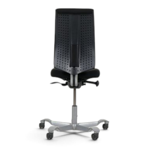 Refurnish by Loopr HÅG ergonomic office chair in black fabric with a perforated backrest and no armrests