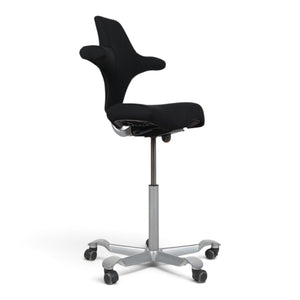 Refurnish by Loopr HÅG Capisco 8106 ergonomic office chair with black saddle seat and silver grey base