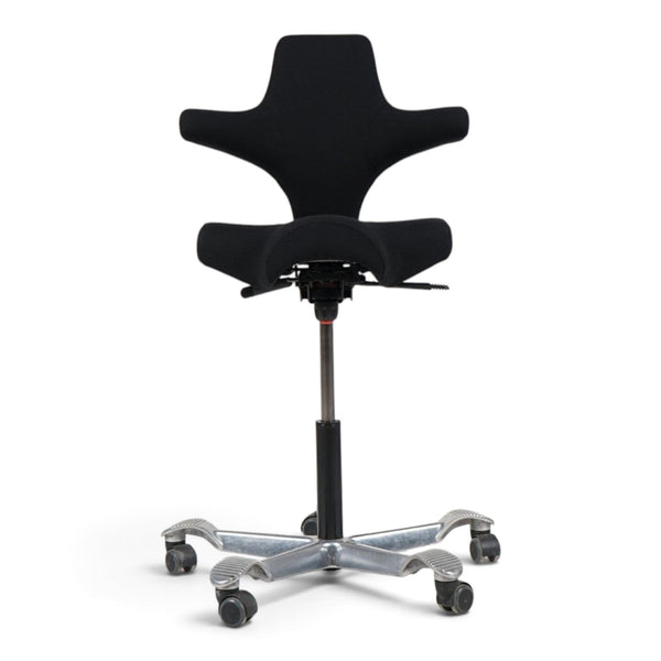 Refurnish by Loopr HÅG Capisco 8106 ergonomic office chair with black upholstered seat and silver metal base