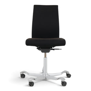 Refurnish by Loopr HÅG Creed 6006 ergonomic office chair in black fabric with a grey five-star base and wheels.
