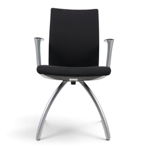 Refurnish by Loopr HÅG H04 4470 black upholstered conference chair with silver metal frame and armrests