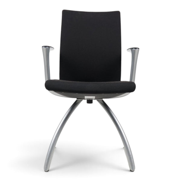 Refurnish by Loopr HÅG H04 4470 black upholstered conference chair with silver metal frame and armrests