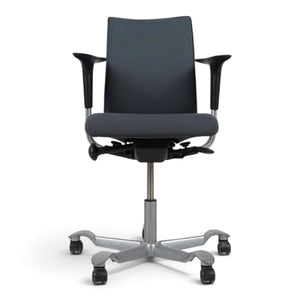 Refurnish by Loopr HÅG H05 5400 office chair with grey fabric seat, black armrests, and silver-grey base