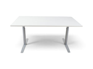 Refurnish by Loopr konferansebord med hvit bordplate og grått understell, 160x80 cm
