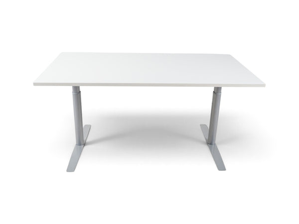 Refurnish by Loopr konferansebord med hvit bordplate og grått understell, 160x80 cm