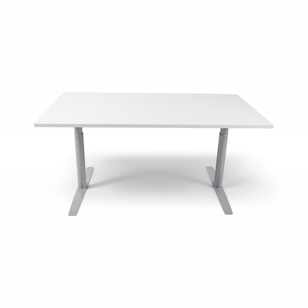 Refurnish by Loopr konferansebord med hvit bordplate og grått understell, 160x80 cm