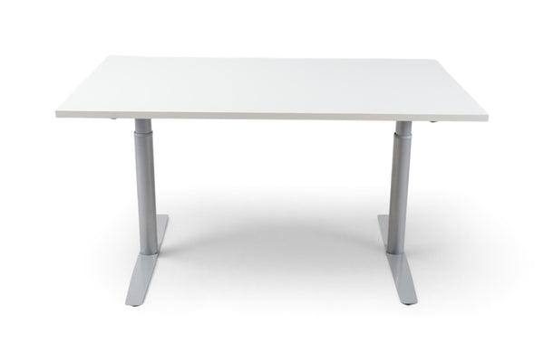 Refurnish by Loopr konferansebord med hvit bordplate og grått understell, 140x80 cm.