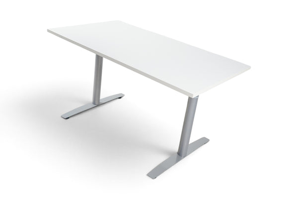 Refurnish by Loopr konferansebord med hvit bordplate og grått understell, 140x80 cm