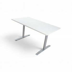 Refurnish by Loopr konferansebord med hvit bordplate og grått understell, 140x80 cm