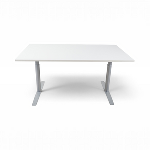 Refurnish by Loopr konferansebord med hvit bordplate og grått understell, 180x80 cm.