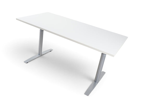 Refurnish by Loopr konferansebord med hvit bordplate og grått understell, 160x80 cm