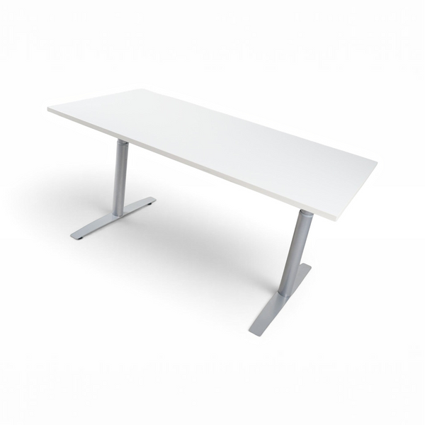 Refurnish by Loopr konferansebord med hvit bordplate og grått understell, 160x80 cm