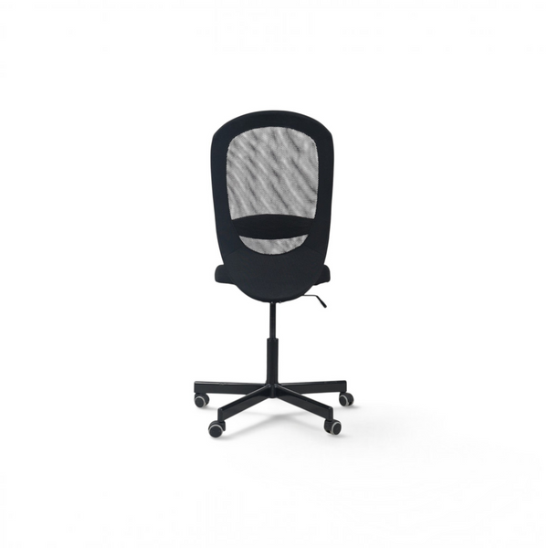 Refurnish by Loopr IKEA FLINTAN kontorstol i sort med ryggstøtte i netting og hjul