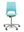 Refurnish by Loopr Kinnarps conference chair in light blue with a swivel base and wheels, armless design.