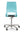 Refurnish by Loopr Kinnarps conference chair in light blue with a five-star base and wheels, back view.