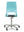 Refurnish by Loopr Kinnarps conference chair in light blue with a five-star base and wheels, back view.