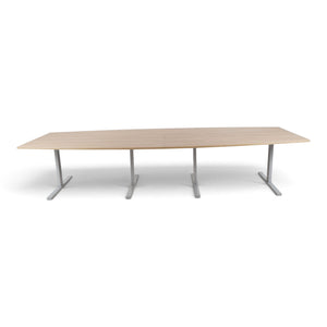 Refurnish by Loopr large 360cm oak conference table with a light wood finish and sturdy grey metal T-leg base.
