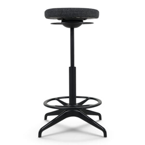 Refurnish by Loopr IKEA LIDKULLEN active sit-stand stool with a dark grey Gunnared fabric seat and black metal base.