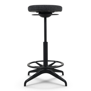 Refurnish by Loopr IKEA LIDKULLEN active sit-stand stool with a dark grey Gunnared fabric seat and black metal base.