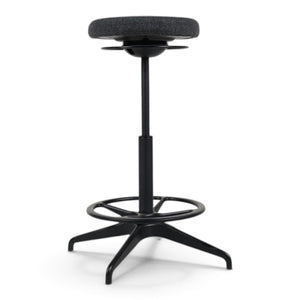 Refurnish by Loopr IKEA LIDKULLEN active sit-stand stool in dark grey fabric with a black metal base