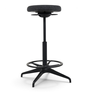 Refurnish by Loopr IKEA LIDKULLEN active sit-stand stool in dark grey fabric with a black metal base