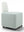 Refurnish by Loopr light blue upholstered cube stool with a short back and wheels