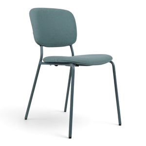 Refurnish by Loopr light green stackable IKEA chair with a fabric seat and backrest on a slim metal frame