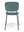 Refurnish by Loopr light green stackable chair with fabric seat and backrest on a metal frame, back view.
