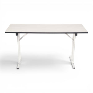 Refurnish by Loopr RBM folding table with a light wood laminate top and stable chrome frame for flexible workspaces.