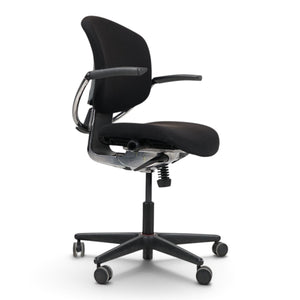 Refurnish by Loopr Savo Ikon ergonomic black office chair with armrests and adjustable aluminium base