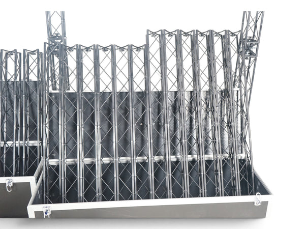 Refurnish by Loopr sceneutstyr i sort metall med sammenleggbar fagverkskonstruksjon i transportkasse