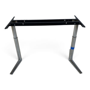 Refurnish by Loopr height adjustable desk frame in silver with U-shaped feet for ergonomic office workstations