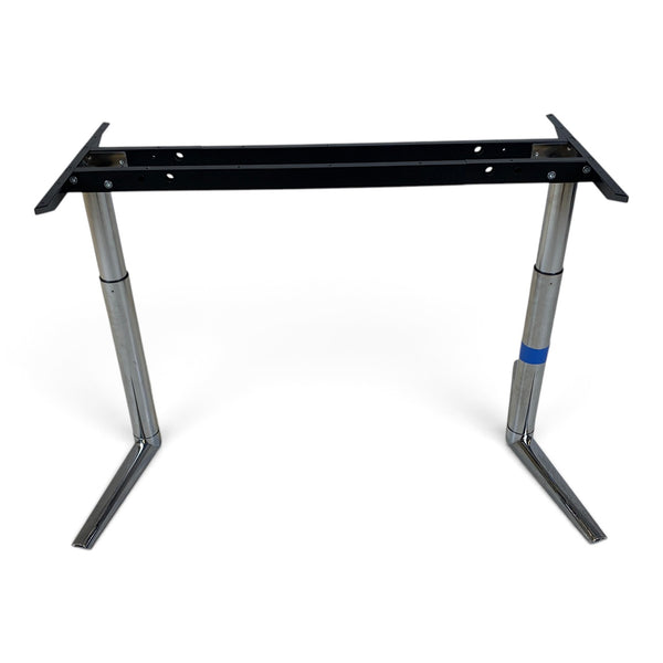 Refurnish by Loopr height adjustable desk frame in silver with U-shaped feet for ergonomic office workstations