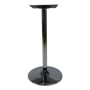 Refurnish by Loopr silver metal bar height cafe table base with a round floor plate and square top mounting bracket