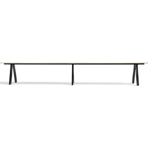Refurnish by Loopr long conference table by Svenheim with a light wood top and black metal A-frame legs