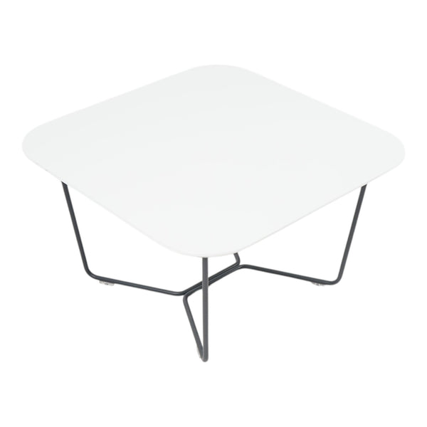 Refurnish by Loopr white laminate square coffee table with black metal base
