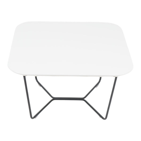 Refurnish by Loopr white laminate square coffee table with black metal base