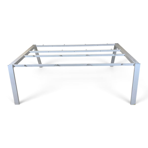 Refurnish by Loopr white metal meeting table frame for a 210x120 cm tabletop with a sturdy, minimalist design.